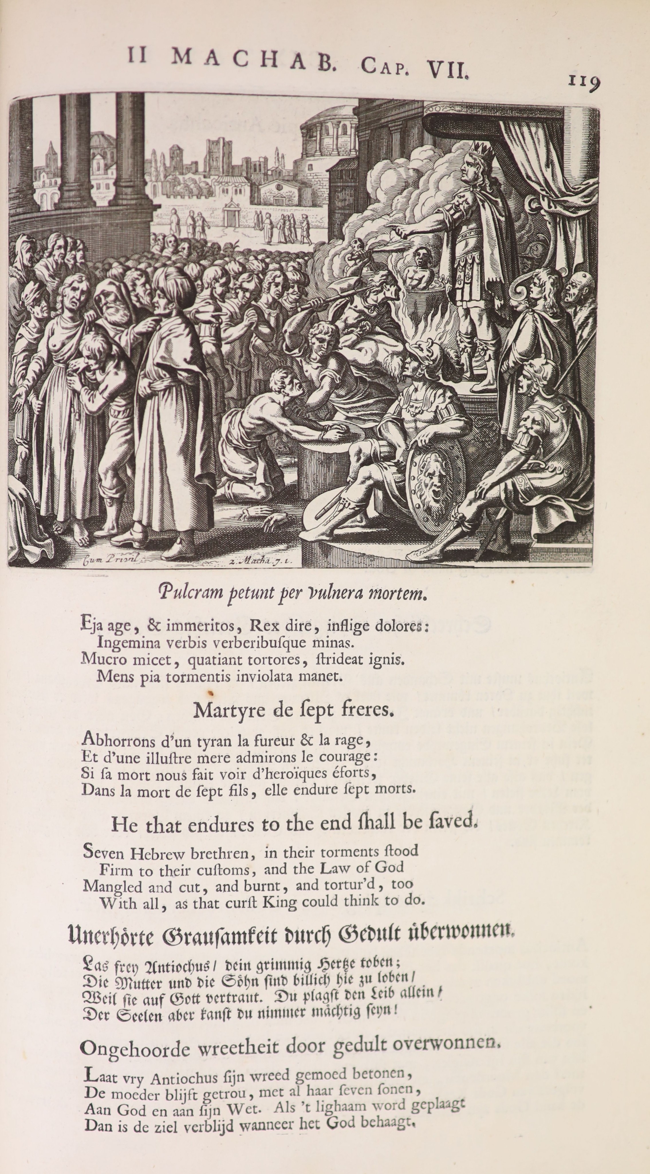 Visscher, Nicolaus - Afbeeldingen der Voornaamste Sacrum Historien, soo van het Oude als Nieuwe Testament ... pictorial engraved and printed titles (with vignettes), rectos of